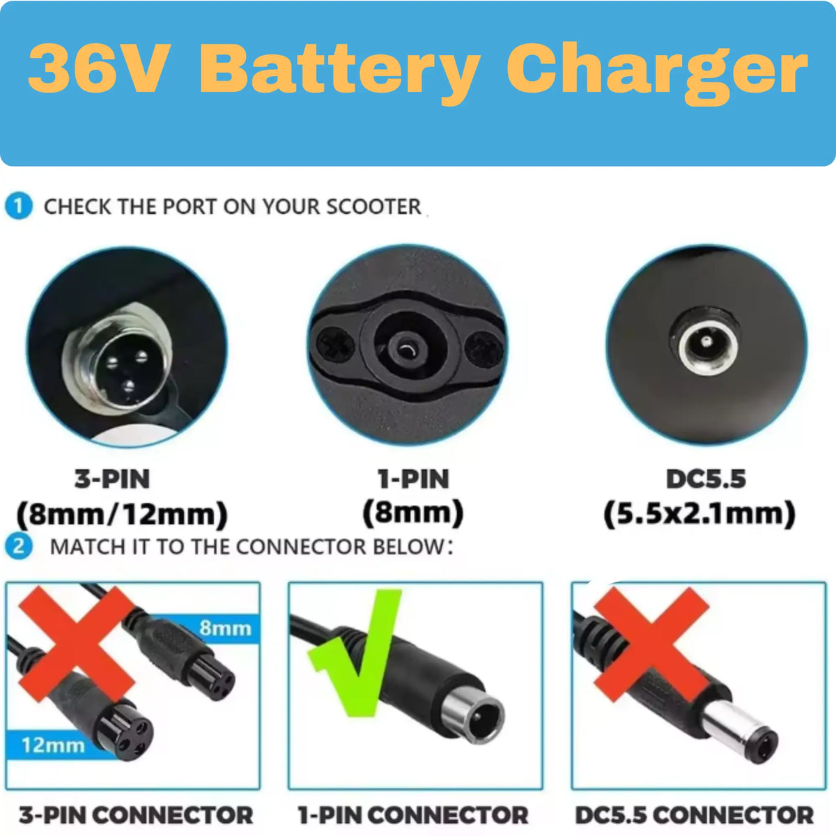 Battery Charger for Xiaomi Mi M365 Pro Essential Electric Scooter