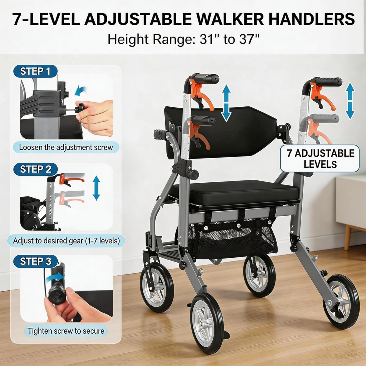 GICS Flex 4-in-1 Rollator Walker